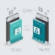 Vector infographic communication and connection concept with smartphone N2