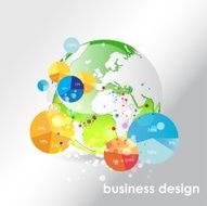Globe vector background with pie charts