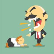 Boss screams on worker Vector flat illustration