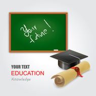 infographic Template with chalkboard and Graduation cap concept vector illustration N2