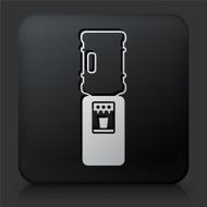 Black Square Button with Water Cooler Icon