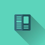 Blue newspaper icon Flat design