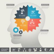 Business Thinking Concept with Gear and Brain Illustration