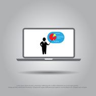 man presentation graph in laptop vector icon