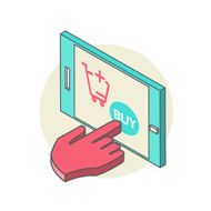 Vector concept of online shop in 3d line design