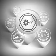 Map pointers set White icon templates vector N2