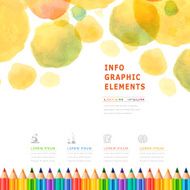 watercolor style education infographic with colorful pencils N2