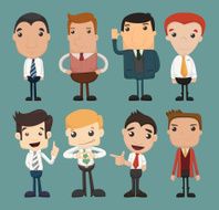 Set of businessman characters poses office worker N2