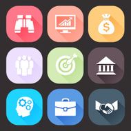 Business Icons Set with Long Shadow
