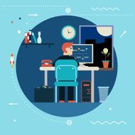 Programming and Web Development Concept Symbol Programmer Works at Work