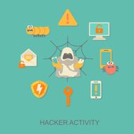 Hacker activity computer viruses concept vector