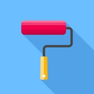 Roller brush Flat Design vector icon