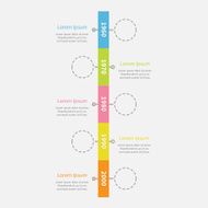 Timeline vertical ribbon Infographic empty dash line circles text Flat N2