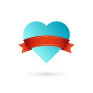 Heart and ribbon symbol emblem icon