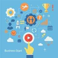 Business start infographics template Scheme with humans