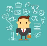 Vector businessman flat icon set