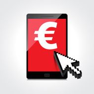 High-quality smartphone screen with the Euro sign Economy conce