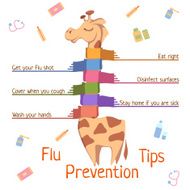 Flu Prevention Tips Vector illustration with giraffe N3