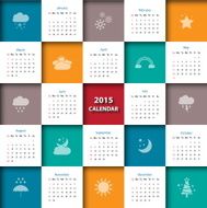 Weather icon with 2015 calendar template weather icon Vector illustration N2