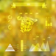 Abstract Spain Map with Infographic Elements on Blurred Backgrou N2