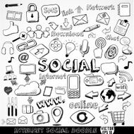 Set of Internet social strategy doodle element vector illustration N2