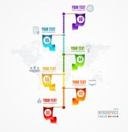 Vector Timeline Infographic Map and flag pin N2