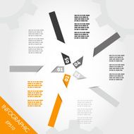 five orange infographic stickers in star