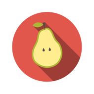 Flat Design Concept Pear Vector Illustration With Long Shadow