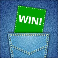 Win tag Blue back jeans pocket realistic denim texture