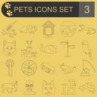 Domestic pets and vet healthcare flat icons set N3