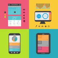 Flat Design Interface template for infogrphics N4