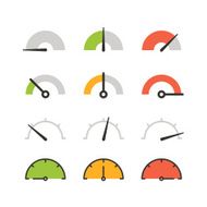 Different slyles of speedometers vector collection Flat design elements