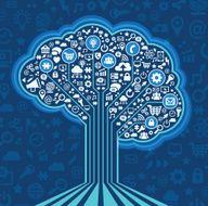 Digital Technologic Circuit Lines - Brain Shape