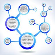 Infographics blue molecule N2