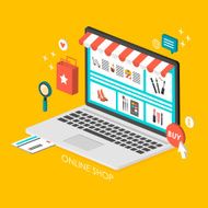 online shopping concept 3d isometric infographic
