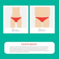 From skinny to fat woman infographic Before after photo Flat