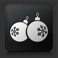 Black Square Button with Christmas Ornaments