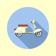Vintage scooter Flat long shadow design Hipster icons series