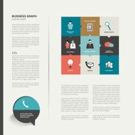 Modern flat page layout with text and chart diagram N8