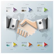 Hand Shake Three Dimension Polygon Business Infographic N2