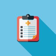clinical record flat icon with long shadow N4