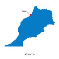 Detailed vector map of Morocco and capital city Rabat N2
