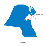 Detailed vector map of Kuwait and capital city N2
