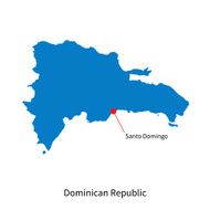 Vector map of Dominican Republic and capital city Santo Domingo N2
