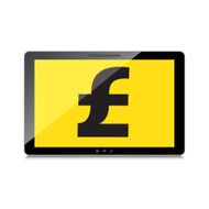 High-quality tablet screen with the Pound symbol Economy concep