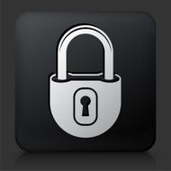 Black Square Button with Security Lock Icon N28