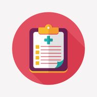 clinical record flat icon with long shadow N5