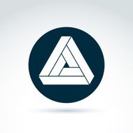Vector abstract complex white triangle placed in a circle