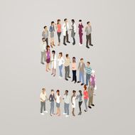 People forming the letter S