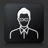 Black Square Button with Male Face Icon N59